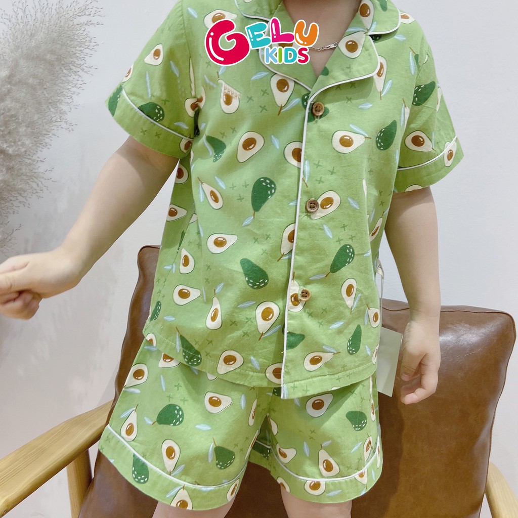 Pijama cho bé, Bộ pijama GELU KIDS họa tiết quả bơ dễ thương chất liệu thô mềm mát  - SBU003