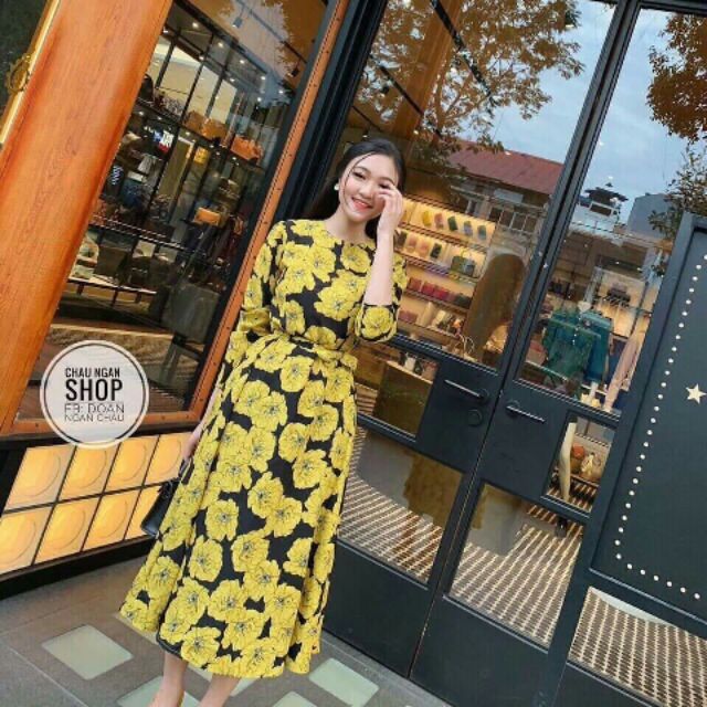 Đầm suông hoa Vàng