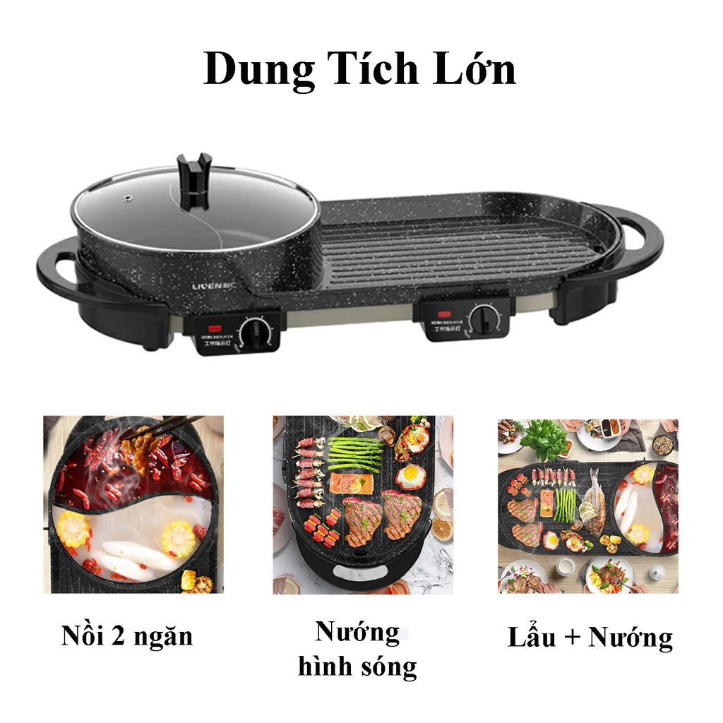 Bếp lẩu nướng đa năng 2 trong 1 Liven SK-J6860 Hàng Chính Hãng