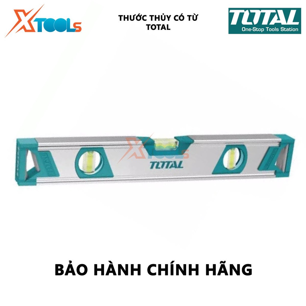 Thước thủy có tử TOTAL | thước thủy nam châm 2 nam châm mạnh mẽ, Chiều dài 40cm-150cm, Độ dày thanh nhôm 1.5mm, Trọng lư