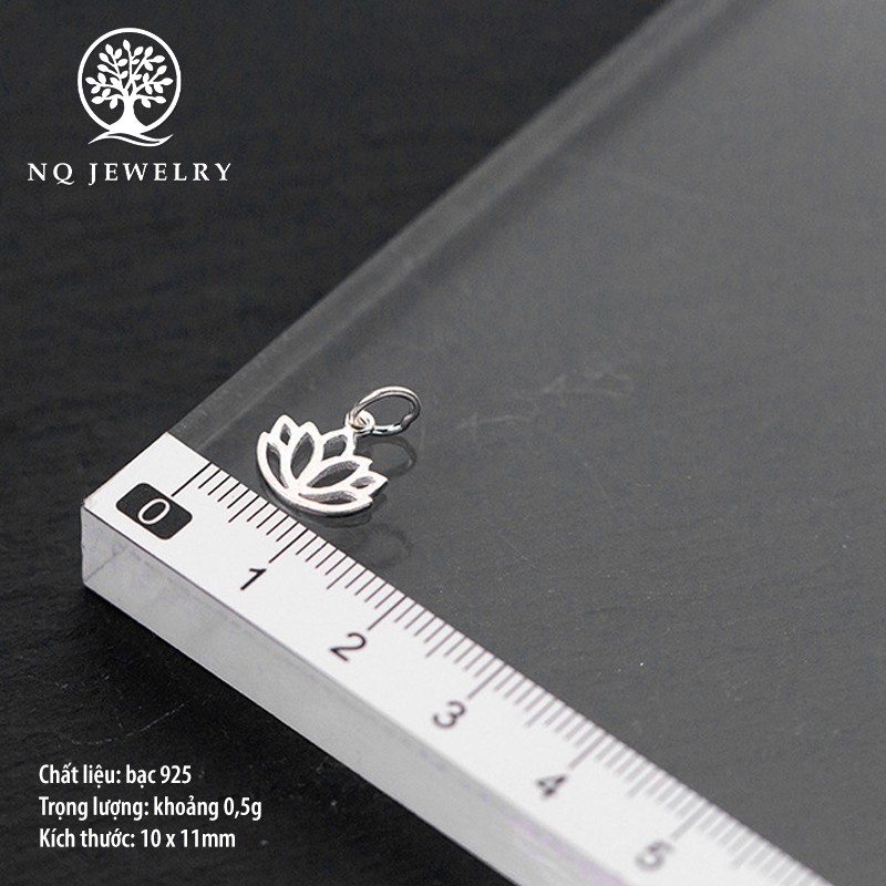 Mặt dây chuyền bạc hình hoa sen treo - NQ Jewelry