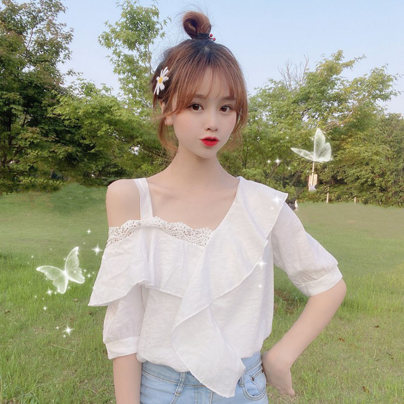 Áo Voan Trễ Vai Tay Ngắn Thời Trang Dành Cho Nữ