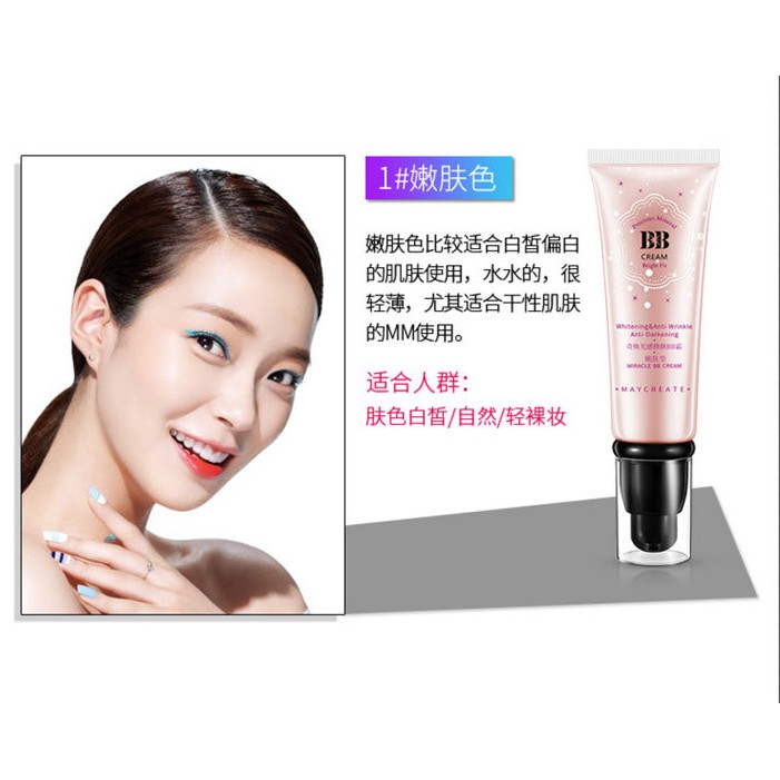 Bộ 5 Tuýt Kem Che Khuyết Điểm Maycreate Bb Cream + Tặng mặt nạ dưỡng trắng HA PEARL LIGHT PERCEPTION