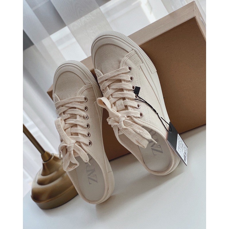 SẴN [FULL BOX HÀNG CAO CẤP] Giày mules sục thể thao nữ sneaker đạp gót Z.a.r.a Mule basic thể thao đế bằng cao 3cm Ailee