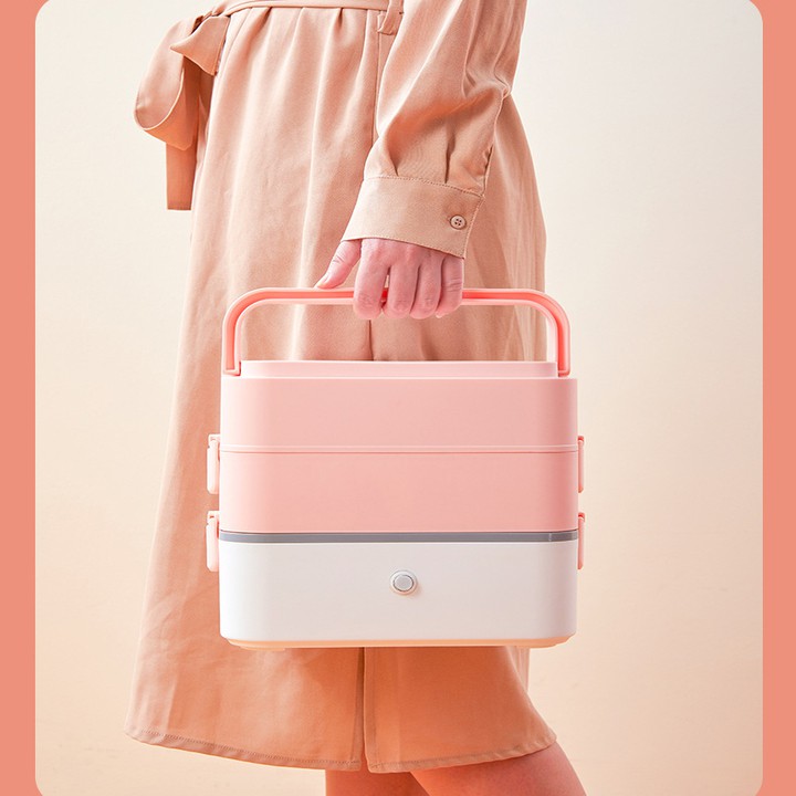 Hộp cơm văn phòng đa năng loại 4 khay hâm nóng và giữ nhiệt thức ăn an toàn, hộp cơm điện 2 tầng, hộp đựng thức ăn | BigBuy360 - bigbuy360.vn