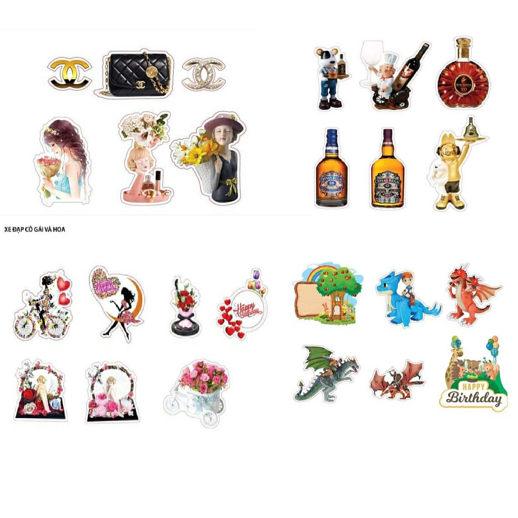 Set cắm giấy hiện đại trang trí bánh kem sinh nhật