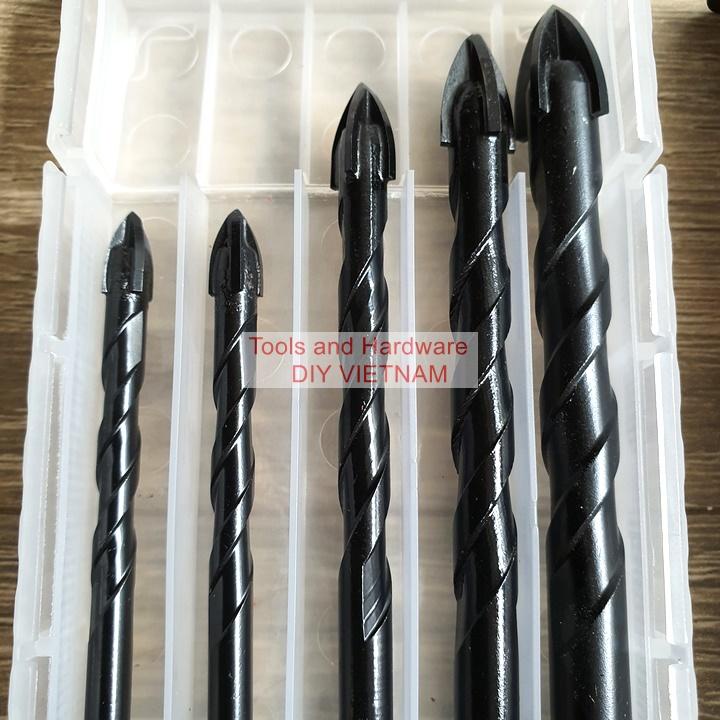 [Ảnh thật] Hộp 5 mũi khoan đa năng hãng Kapusi Nhật Bản chuôi lục giác các gồm các cỡ hai mũi 6m và mũi 8, 10, 12mm