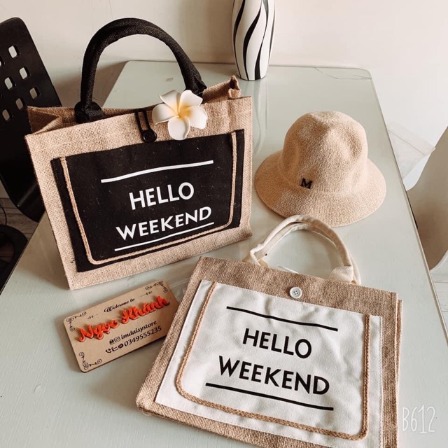 Túi cói đay merci/someday/hello weekend loại 1 chuẩn quảng châu