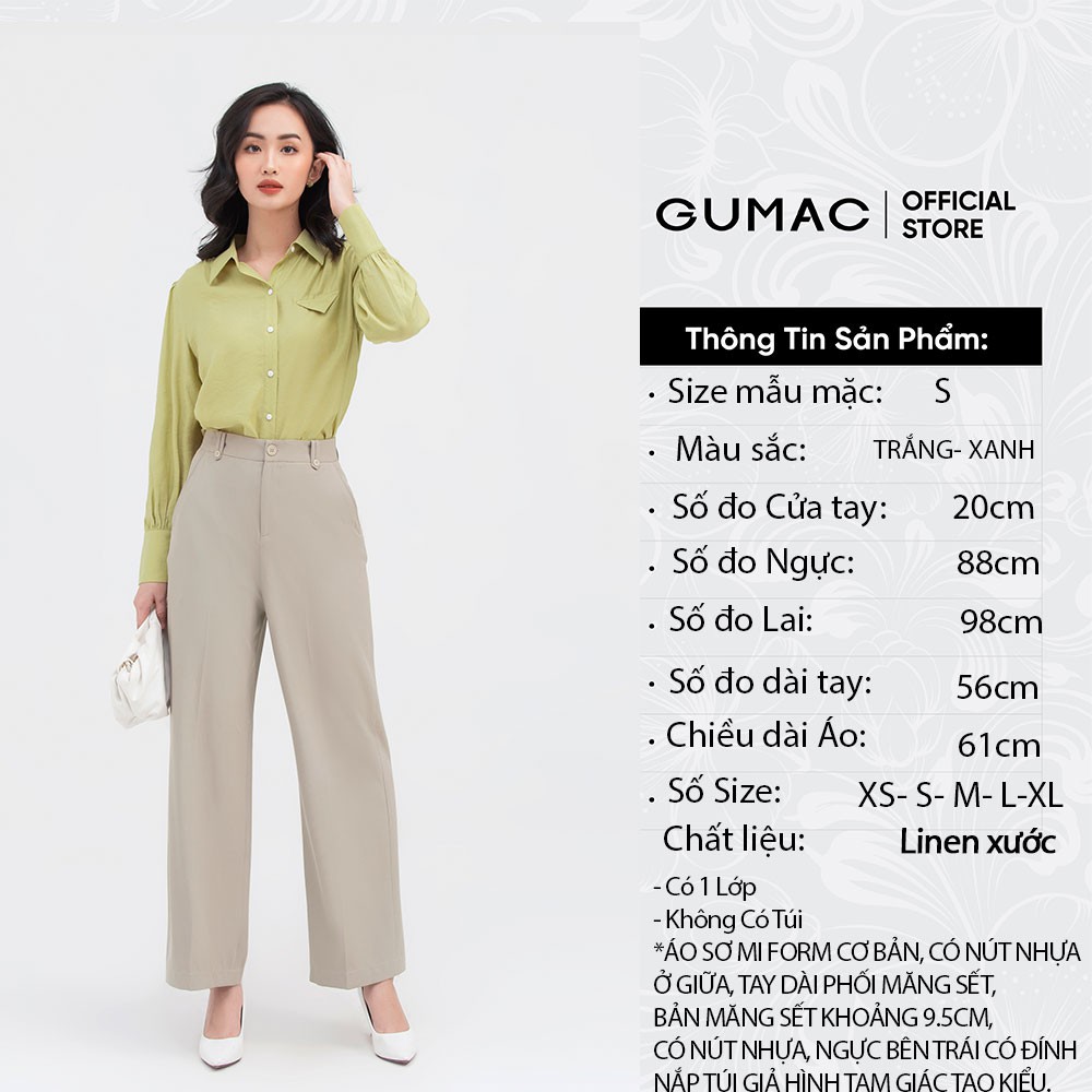 [Mã WABRGUM giảm 10% tối đa 30K đơn 99K] Áo sơ mi nữ túi kiểu GUMAC nhiều màu quý phái AB830 | BigBuy360 - bigbuy360.vn