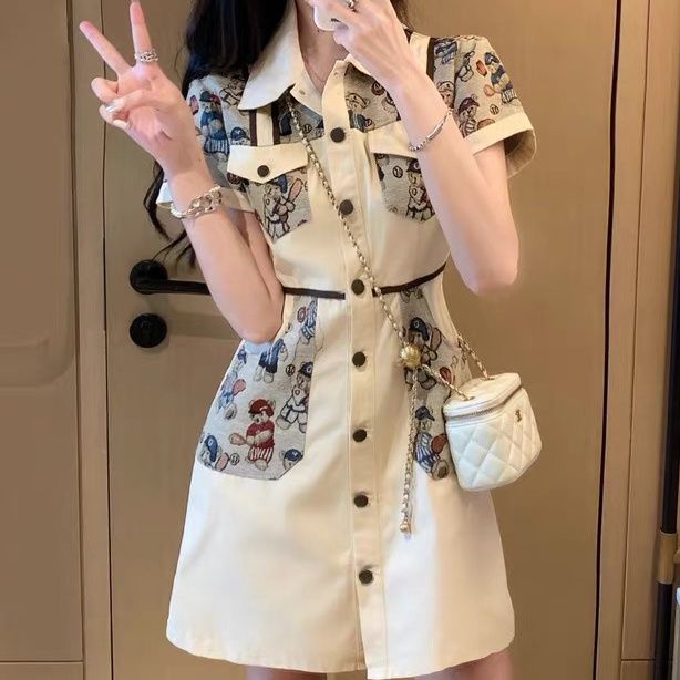 MUEL Original ~ Dress Summer Dress 2022 New Women's Fashion Temperament Joker Retro Hong Kong Taste ins