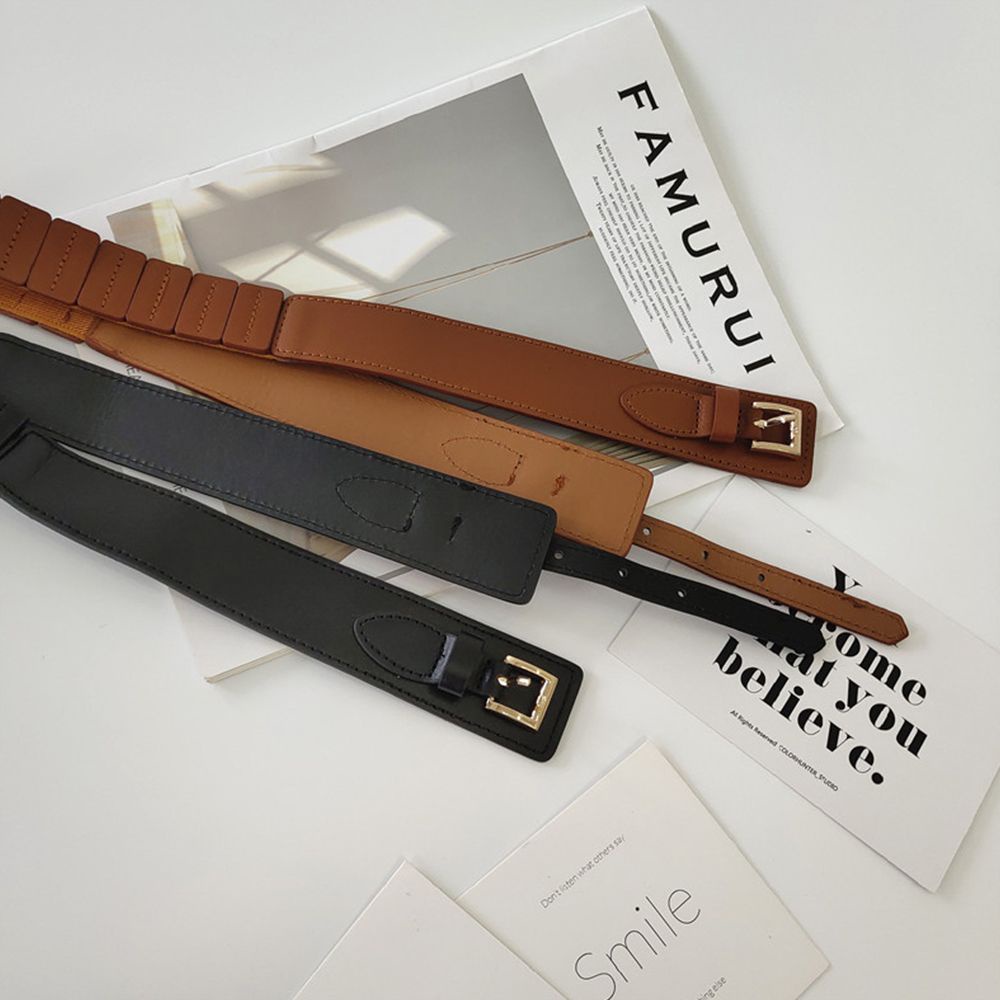 Thắt lưng co giãn màu sắc đơn giản có khóa kim loại cho nữ