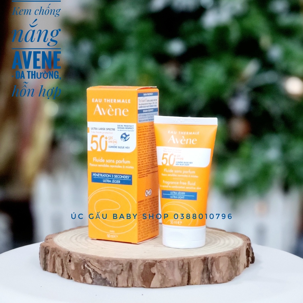 Kem chống nắng AVENE FRAGRANCE-FREE FLUID ULTRA-LIGHT SPF50+ 50ML (MẪU MỚI)