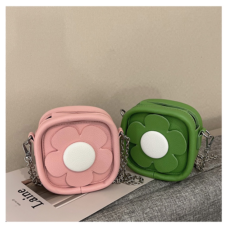 Túi Xách Mini Dáng Vuông Phối Dây Xích Thiết Kế Mới Đơn Giản Thời