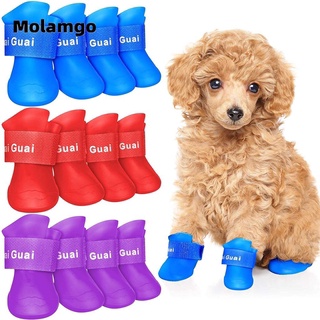 Set 4 Chiếc Giày Đi Mưa Dành Cho Chó Mèo Đủ Size Nhiều Màu Dễ Thương - MÀU NGẪU NHIÊN