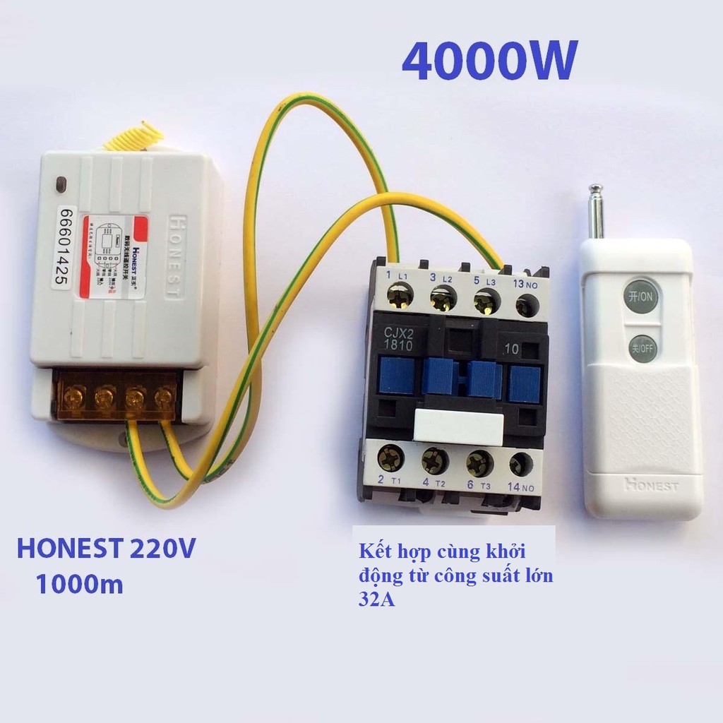 Bộ điều khiển đóng cắt thiết bị điện từ xa  công suất lớn Honest 6220KG-1 tầm xa 1KM (40A/220V)