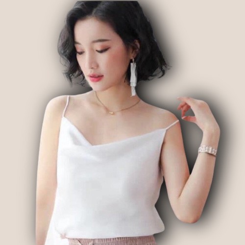 Áo 2 Dây HAGI Vải Lụa Hàn cao cấp, Áo hai dây lụa Vintage