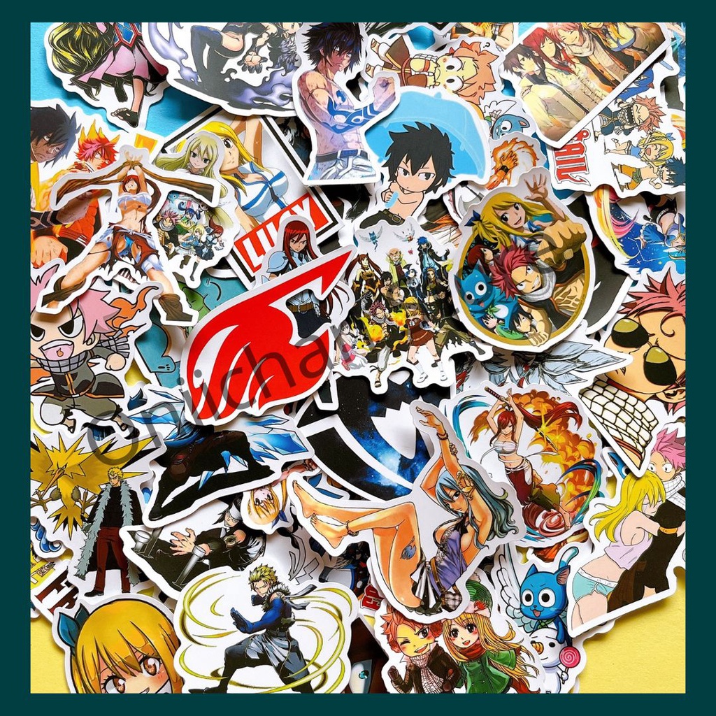 Set 50 Miếng Dán Anime Fairy Tail Sticker Hội đuôi tiên chống nước dùng trang trí sổ tay mũ bảo hiểm làm quà Oniichan