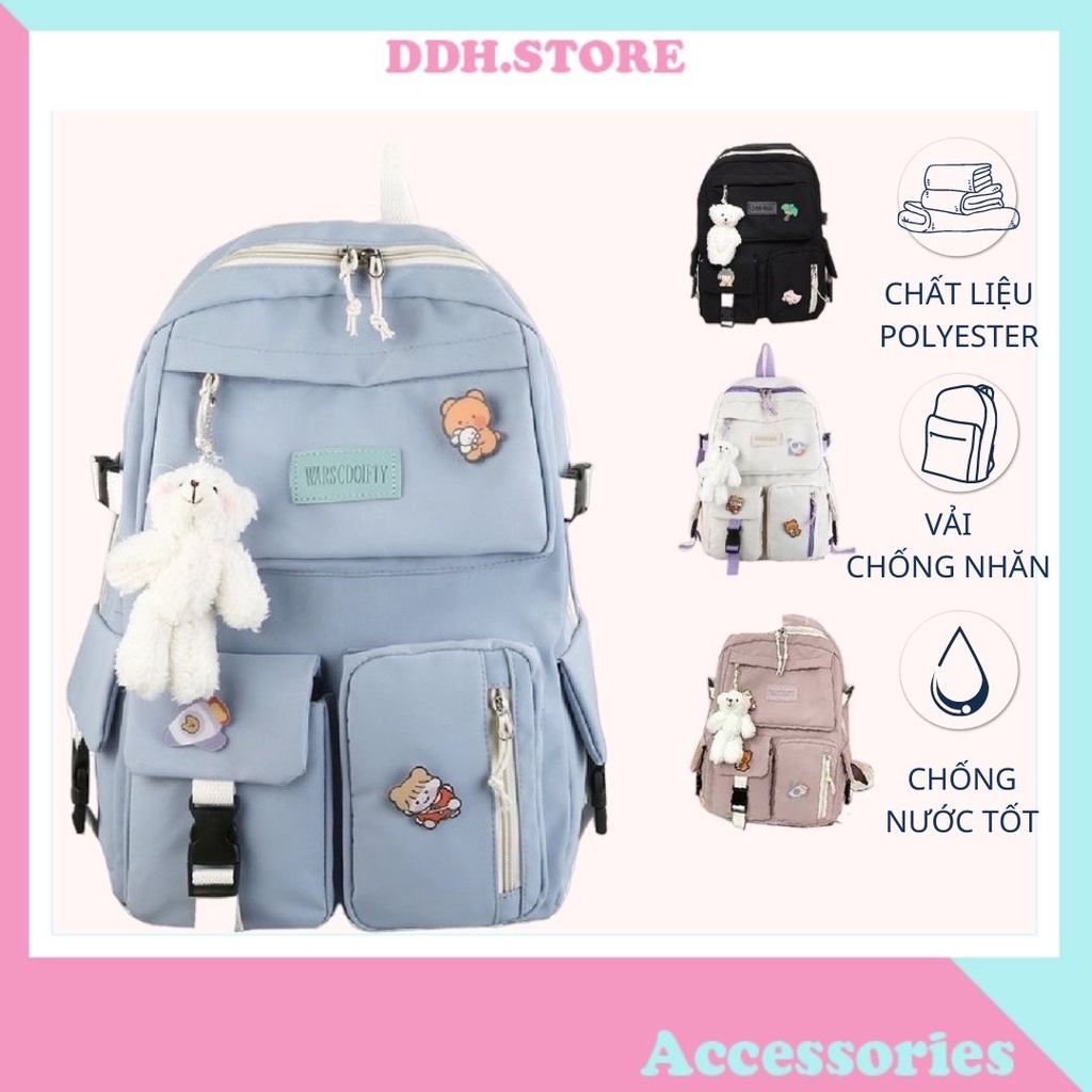 Balo ulzzang chống nước thời trang nữ đi học đi chơi dễ thương cute chống nước (tặng 3 gim sticker cài balo)