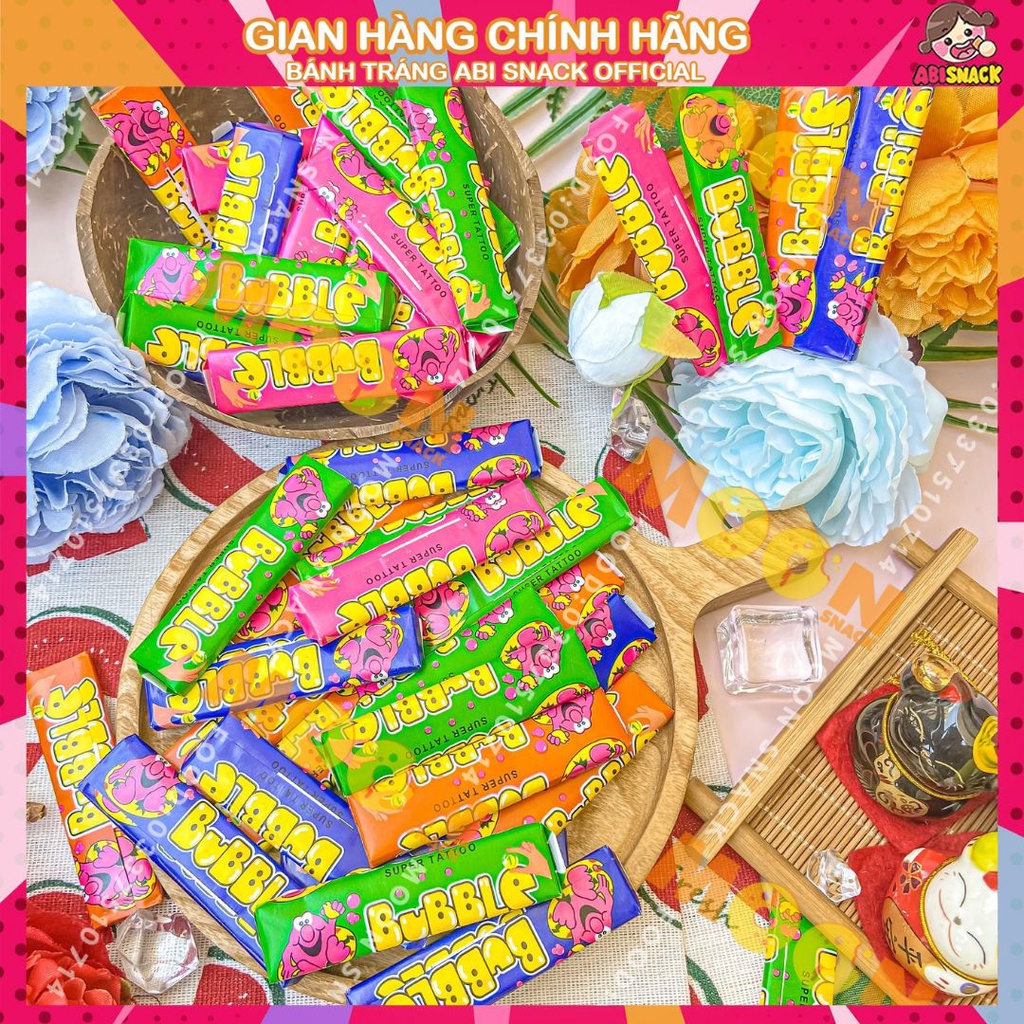 set 10 viên kẹo cao su thổi Bubble thanh- người lớn, trẻ em ăn đều thích mê thanh 35g-set 10 viên