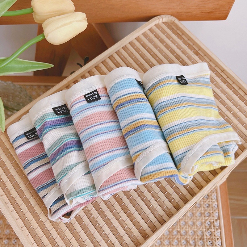 Quần Lót Nữ Cotton Lạnh Co Dãn Phối Kẻ Mềm Mại WI.SH YO.U LUC.K (Loại 1)