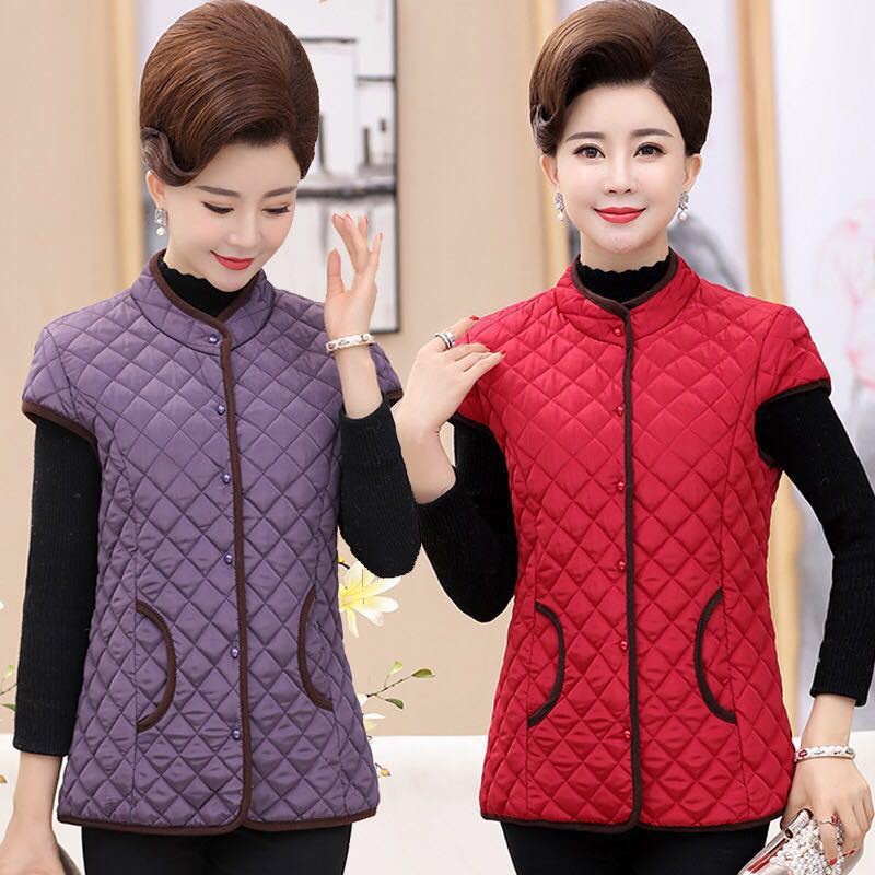 Áo khoác vest nữ trung niên và người già mùa thu đông mẹ mới mặc bà cotton