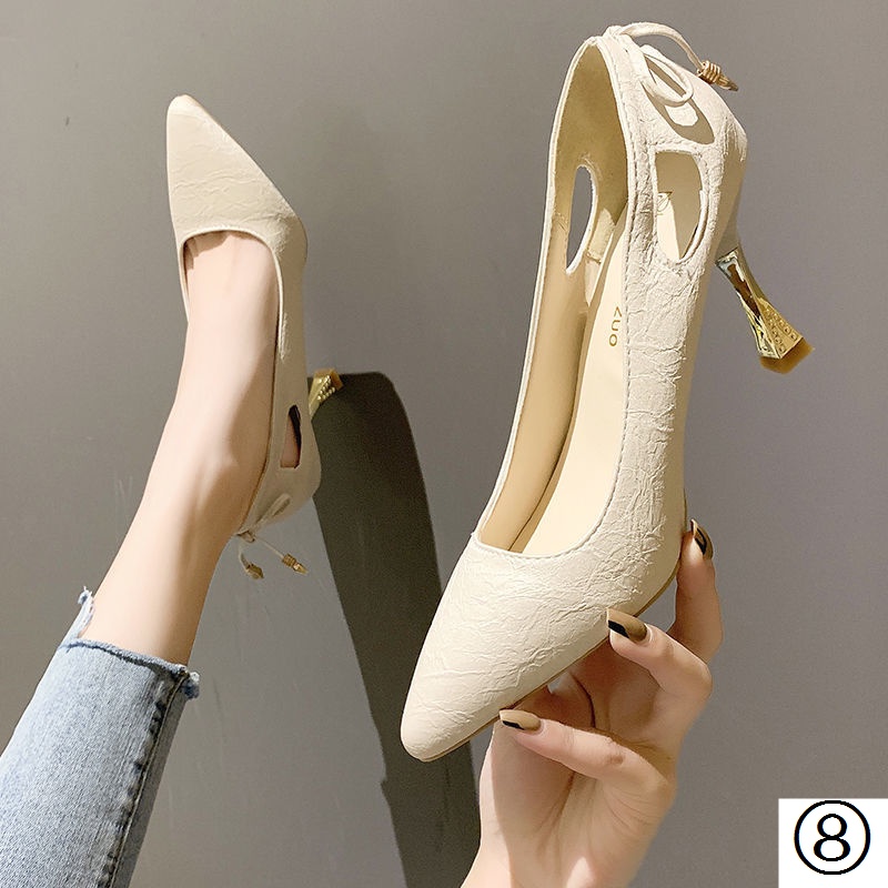 Giày Cao Gót Da Mềm Mũi Nhọn Thời Trang Xuân Thu 2022 Cho Nữ