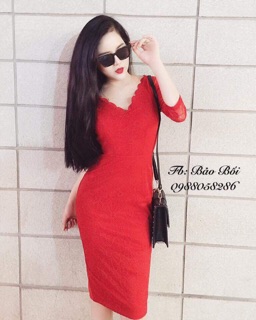 Đầm ren hoa mai cúp ngực ( hình thật)