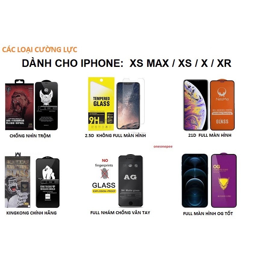Cường lực cho  iPhone Xs Max / iPhone Xs / iPhone X / iPhone XR  Cao cấp, Cam kếT Chính Hãng 100%