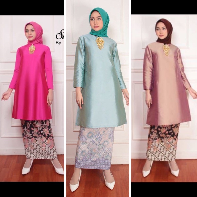 Renjani MODEREN Javanese Blouse Trơn Bằng Vải Thổ Cẩm tafeta Javanese ~ Váy Kiểu Nhật Bản ~ Áo Dài Trơn