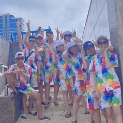 Quần áo đi biển, mẫu Loang sơn, vải kate Thái loại 1, Full size 8-100kg