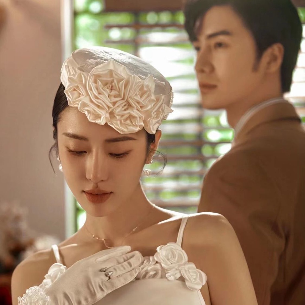 Găng Tay Vải Satin Đính Hoa Dùng Làm Đạo Cụ Chụp Ảnh Cho Cô Dâu