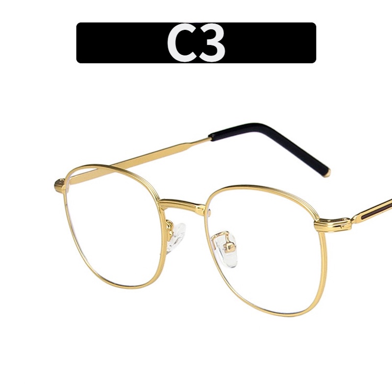 Kính mát gọng vuông kim loại chống ánh sáng xanh thời trang cho nữ