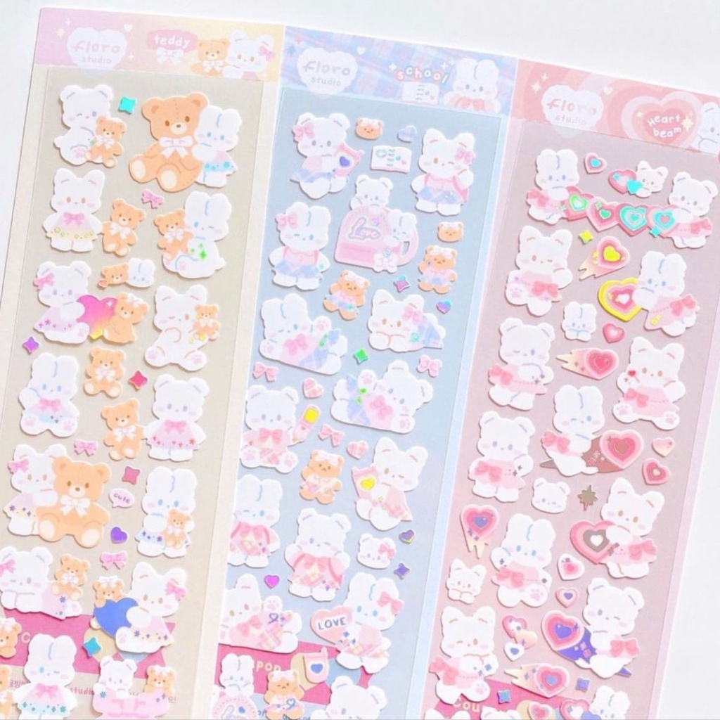 Galici Nhãn Dán Trang Trí Hình Thỏ Trắng / Bạc Lấp Lánh DIY