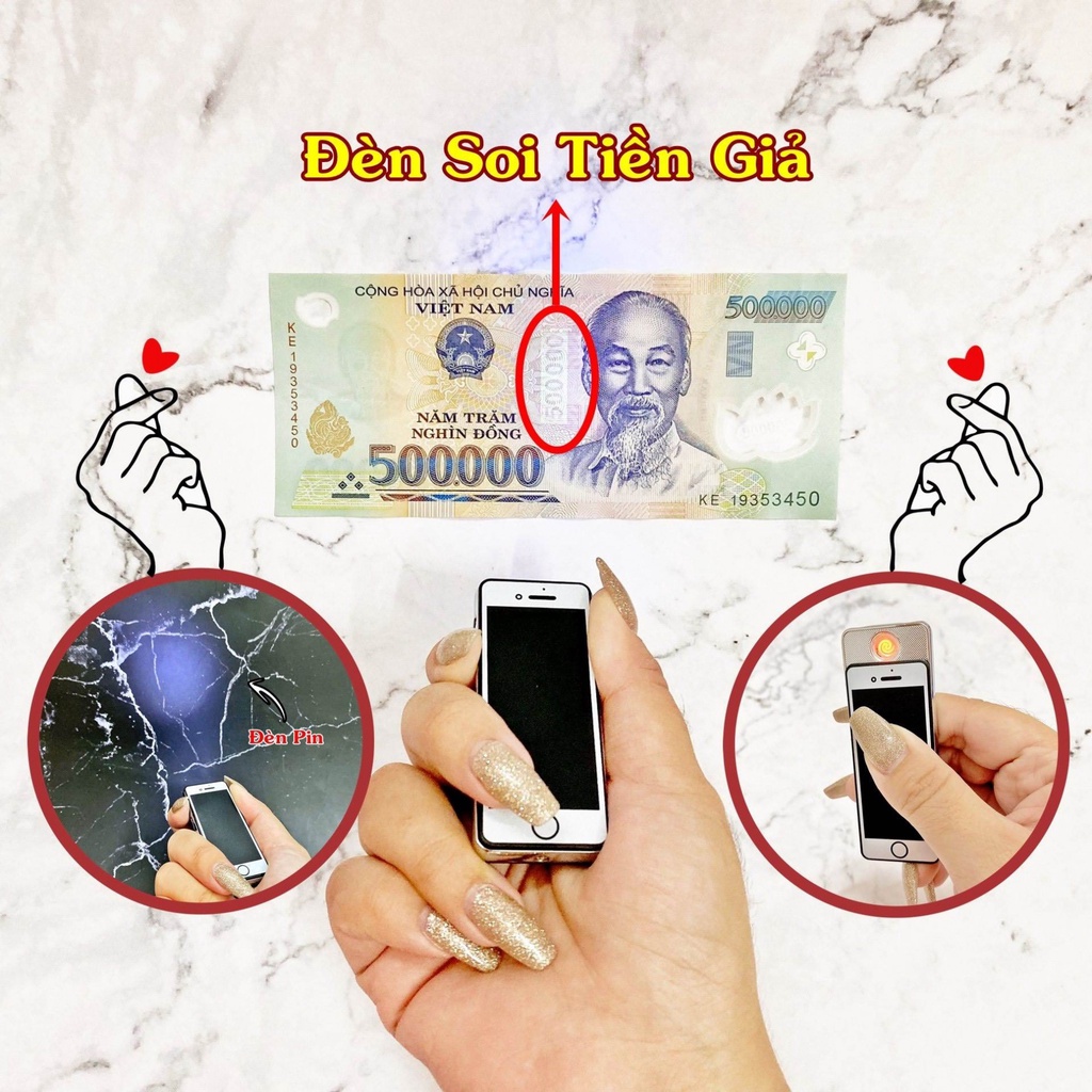 Hột-𝙌𝙪𝙚̣𝙩-𝘽𝙖̣̂𝙩-𝙇𝙪̛̉𝙖 ĐIỆN hình Iphone mini 2 đèn 2in1 độc lạ - ANNA VÕ EL06-TD