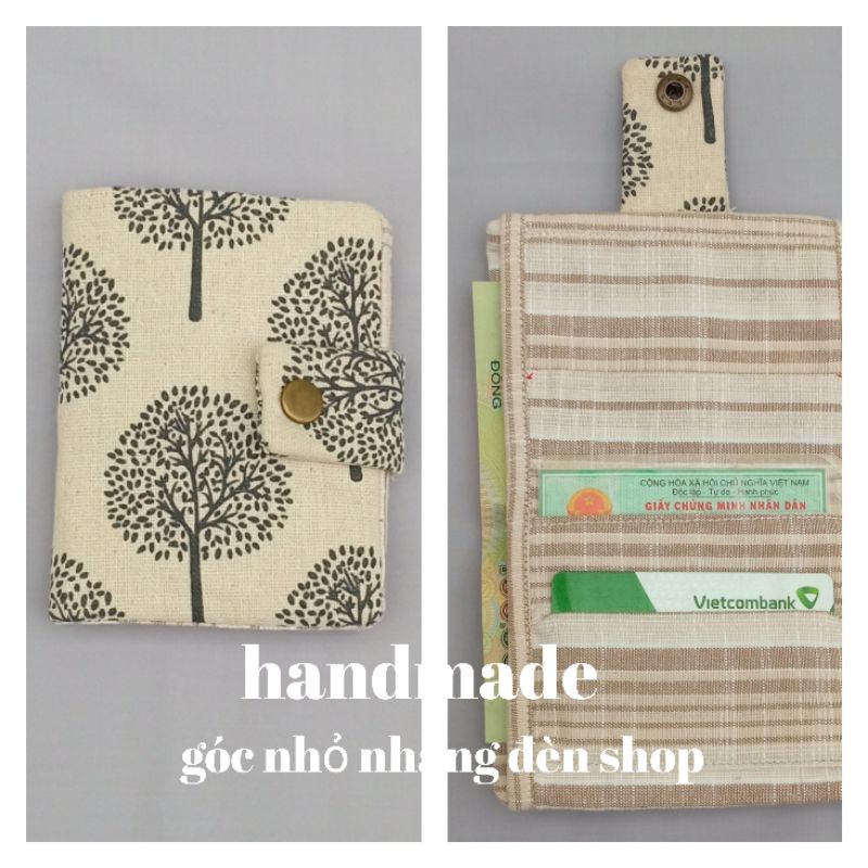 ví vải mini handmade gấp đôi nhỏ gọn tiện lợi 5 ngăn