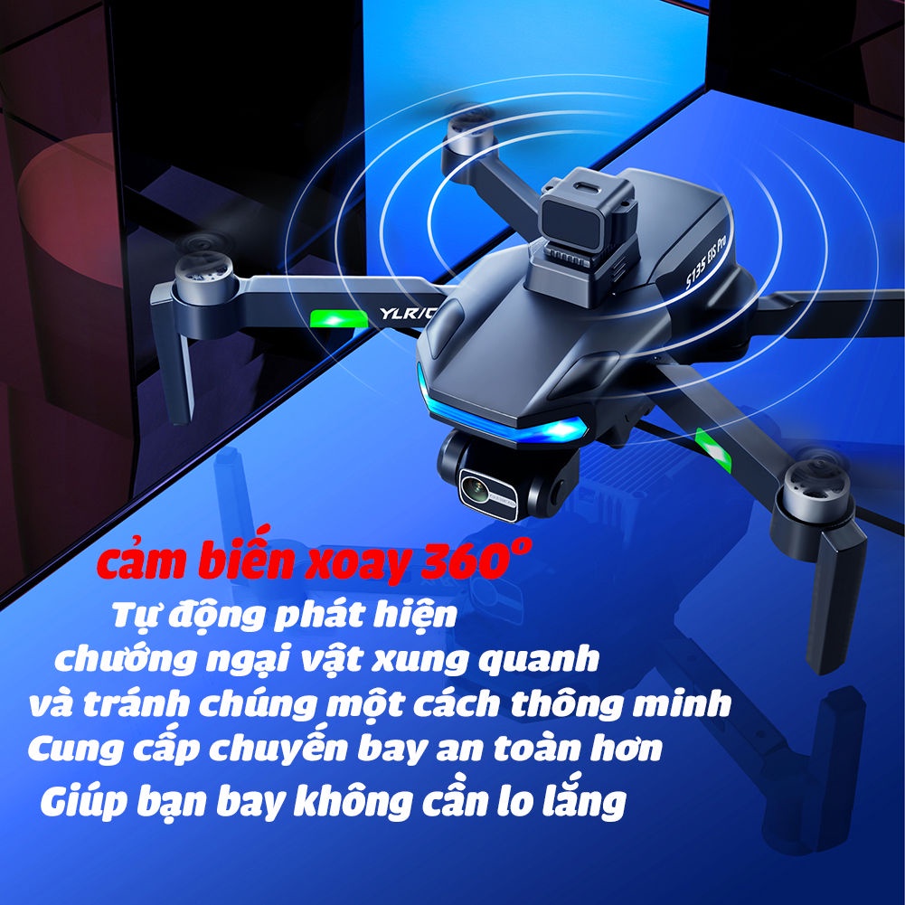 Flycam S135 pro MAX: Camera 8K GPS Cảm Biến Tránh Vật Cản, Thời Gian Bay 30 Phút, Tầm Xa 1500m, Không Chổi Than, 5GWIFI
