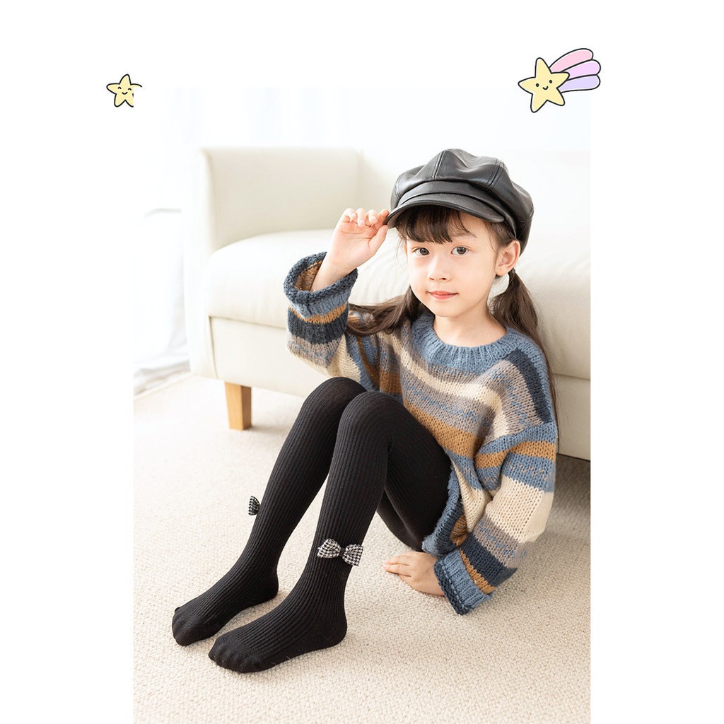 Quần Tất Đính Nơ Cho Bé Gái Chất Liệu Cotton 0673
