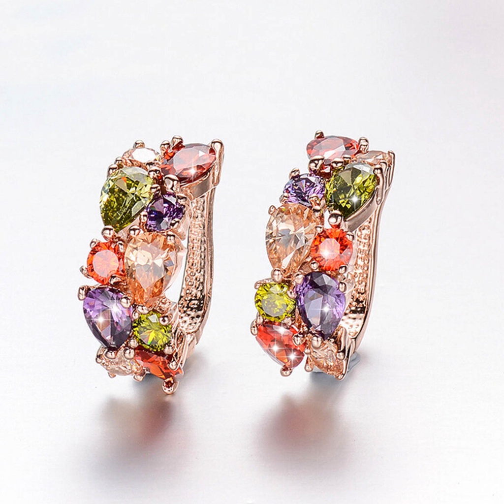 Phụ nữ thanh lịch đầy màu sắc pha lê rhinestone hợp kim ear studs bông tai trang sức