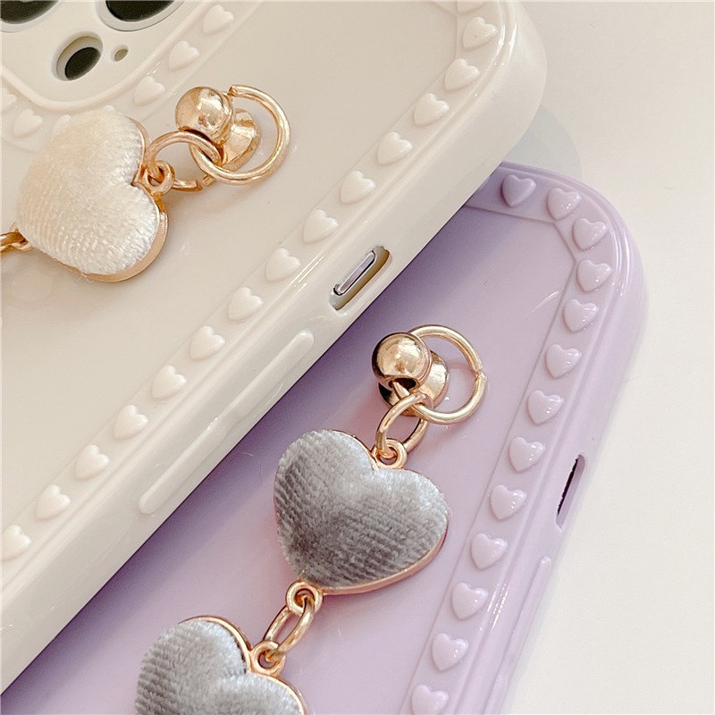 Ốp Điện Thoại Silicon Mềm Có Dây Đeo Cổ Tay Hình Trái Tim Dễ Thương Cho Iphone 13 12 Pro Max MiNi 11 XR X XS 7 8 Plus 6S SE 2