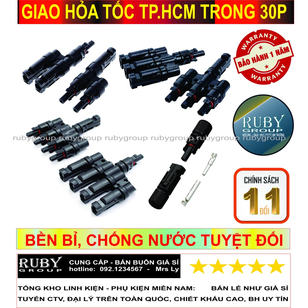 Jack nối pin mặt trời MC4, MC4 1 RA 2, MC4 1 RA 3, MC4 1 RA 4, MC4 1 RA 6 - RUBYGROUP