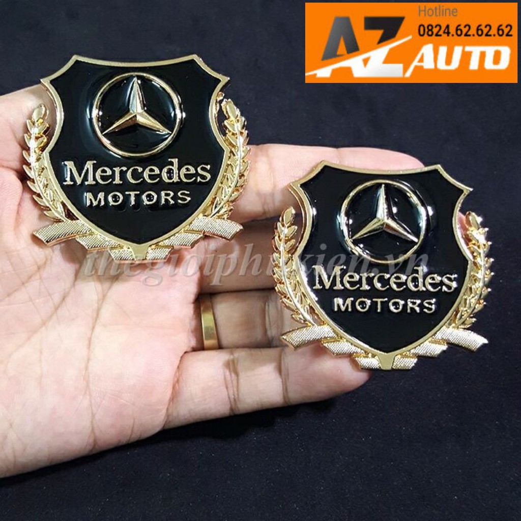 Bộ 2 Logo dạng Bông lúa theo xe -Mercedes( hàng chất )