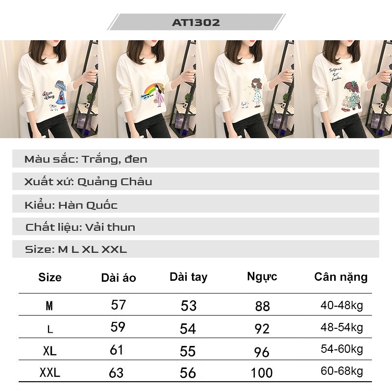 Áo thun nữ dài tay cổ tròn, áo thu đông nữ thời trang - AT1302