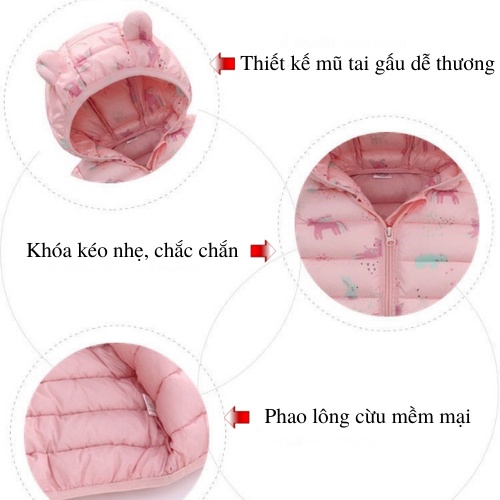 Áo Khoác Phao Trẻ Em Áo Khoác Trẻ Em Áo Khoác Cho Bé Áo Lông Cừu Siêu Nhẹ Áo Khoác Cho Bé Trai Gái Size 8-20kg