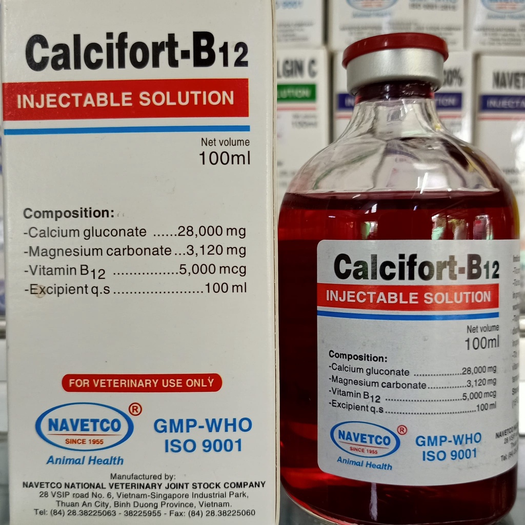 Navet Calcifort B12 100ml Bại Liệt,Xuống Sức Mang Thai, Còi Xương, Cung Cấp Chất Dinh Dưỡng Cho Chó