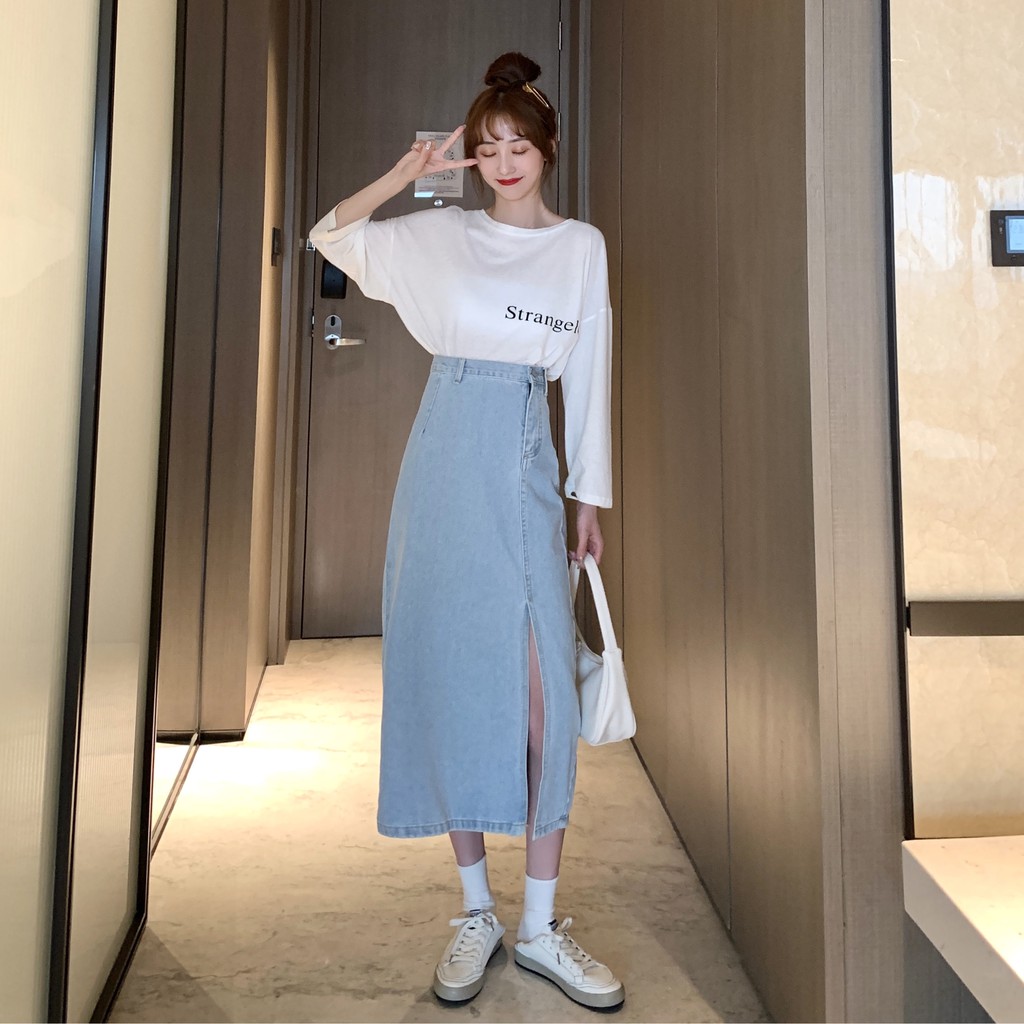 Chân Váy Denim Xiaozhainv Lưng Cao Phong Cách Hàn Quốc Cho Nữ | BigBuy360 - bigbuy360.vn