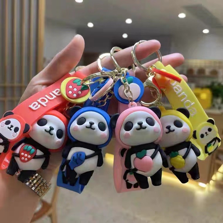 Charm túi móc khoá móc khóa cute Móc Khoá Panda con búp bê búp bê chìa khóa dây chuyền silicon xe cặp đôi chìa khóa treo túi xách hoạt hình khóa đeo