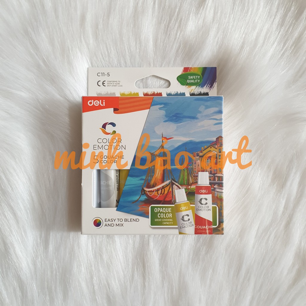 MÀU GOUACHE DẠNG TUÝP 12ML DELI - 5/12/24 MÀU