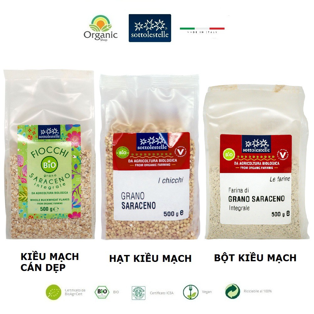 Hạt Kiều mạch hữu cơ 500g Sottolestelle Organic BuckWheat