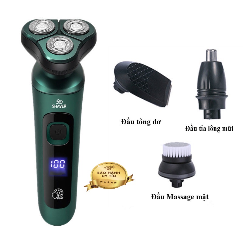 Máy Cạo Râu Cao Cấp 9D Shaver Màn Hình LED - Tặng Kèm 6 Phụ Kiện MCR02