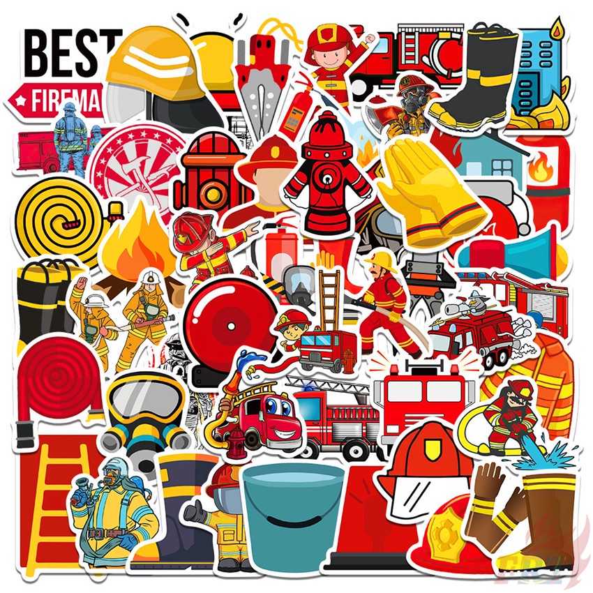 ❉ Hình Dán Firefighter Series 02 Fireman ❉ Bộ 50 Miếng Dán Chống Thấm Nước Thời Trang